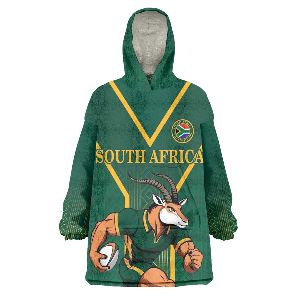 Custom South Africa Rugby Kid Wearable Blanket Hoodie Go Springboks - Wonder Print Shop