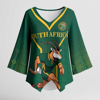 Custom South Africa Rugby Kimono Sleeve Blouse Go Springboks - Wonder Print Shop