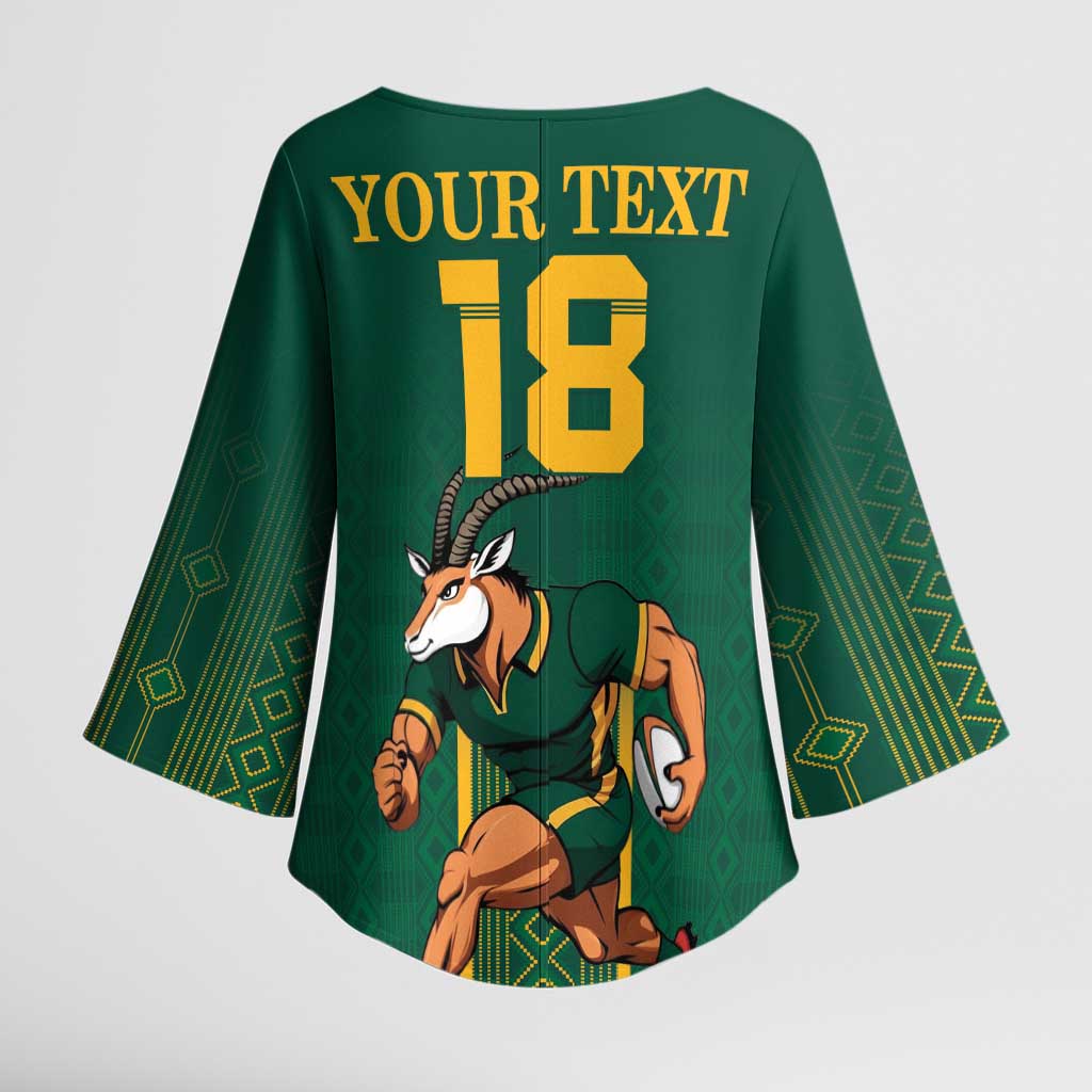 Custom South Africa Rugby Kimono Sleeve Blouse Go Springboks - Wonder Print Shop