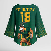 Custom South Africa Rugby Kimono Sleeve Blouse Go Springboks - Wonder Print Shop