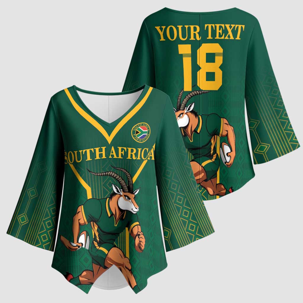 Custom South Africa Rugby Kimono Sleeve Blouse Go Springboks - Wonder Print Shop