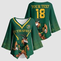 Custom South Africa Rugby Kimono Sleeve Blouse Go Springboks - Wonder Print Shop