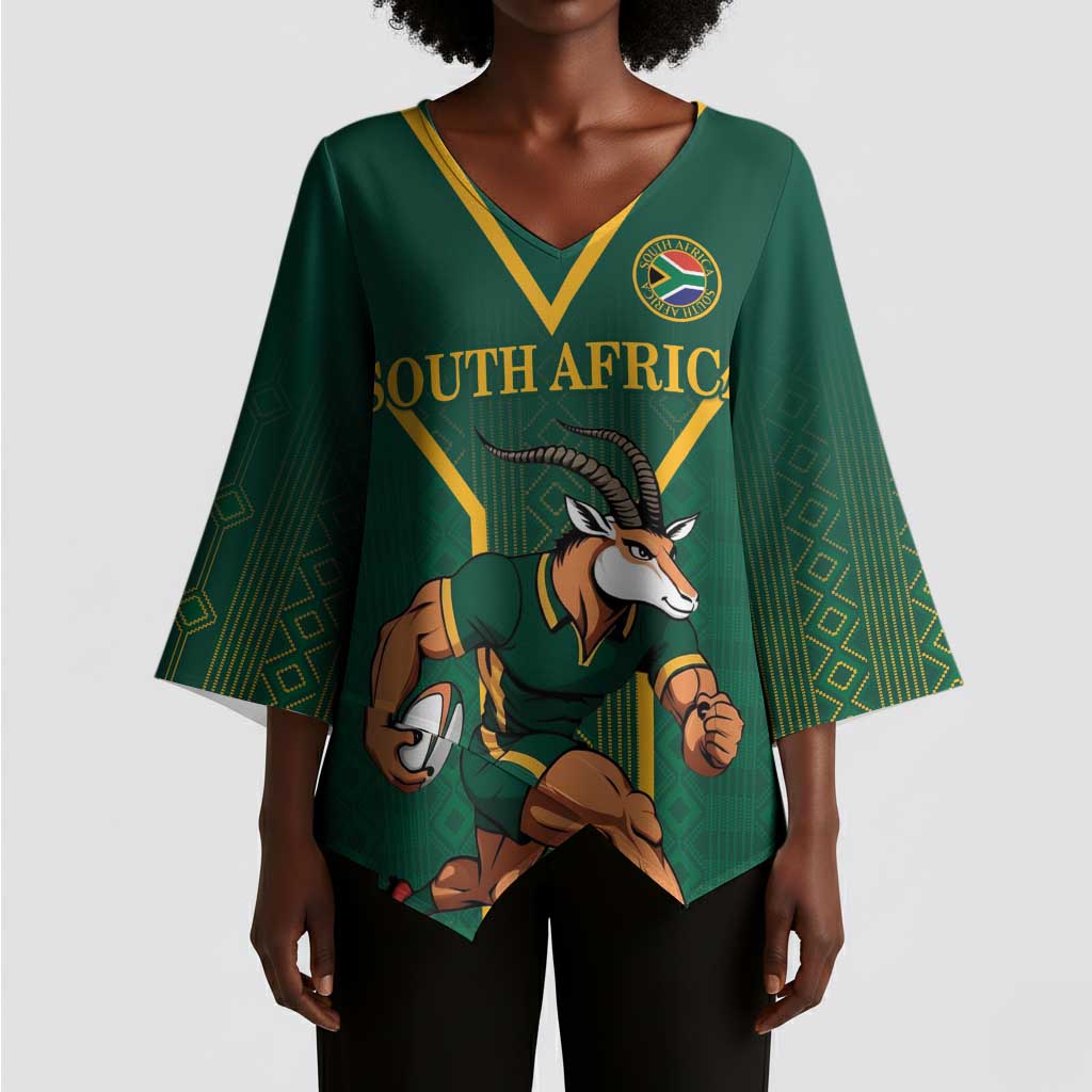 Custom South Africa Rugby Kimono Sleeve Blouse Go Springboks - Wonder Print Shop