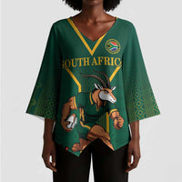 Custom South Africa Rugby Kimono Sleeve Blouse Go Springboks - Wonder Print Shop