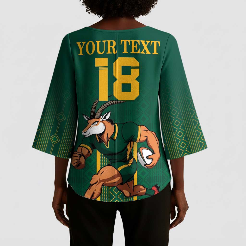 Custom South Africa Rugby Kimono Sleeve Blouse Go Springboks - Wonder Print Shop