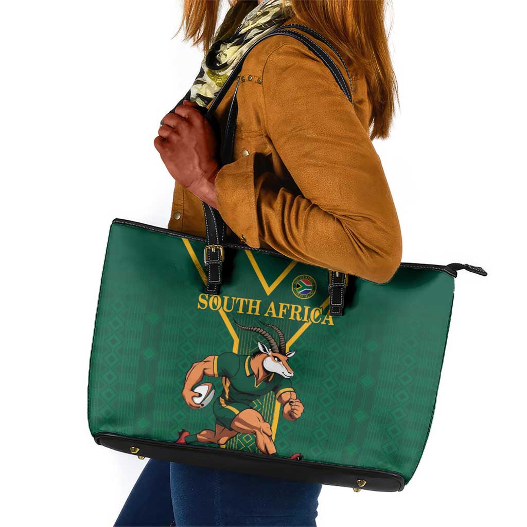 South Africa Rugby Leather Tote Bag Go Springboks - Wonder Print Shop