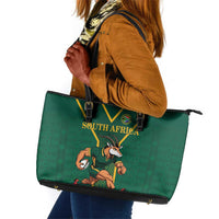 South Africa Rugby Leather Tote Bag Go Springboks - Wonder Print Shop