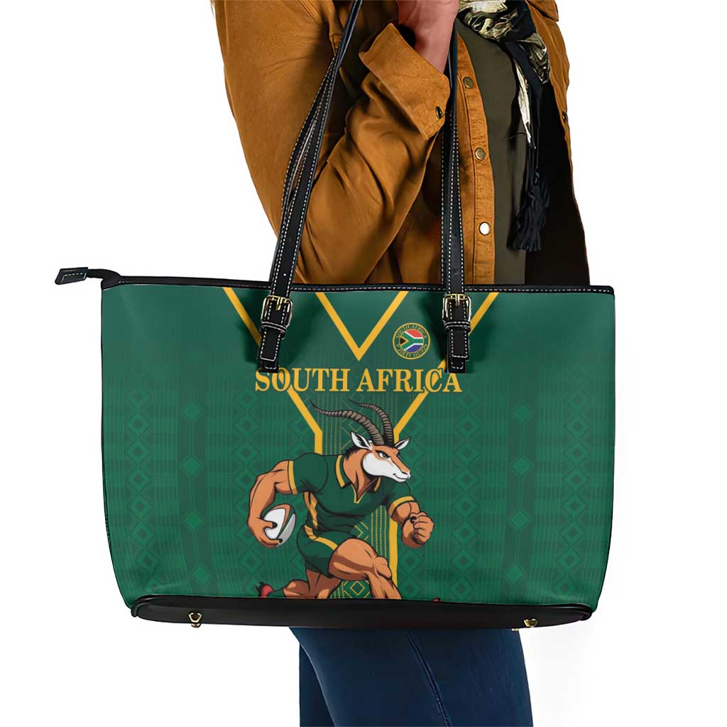 South Africa Rugby Leather Tote Bag Go Springboks - Wonder Print Shop
