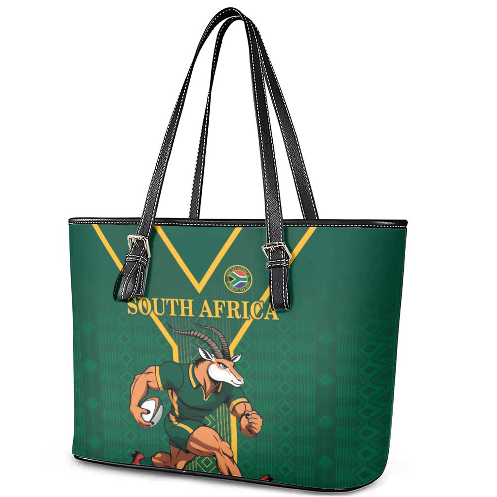 South Africa Rugby Leather Tote Bag Go Springboks - Wonder Print Shop