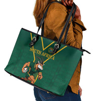 South Africa Rugby Leather Tote Bag Go Springboks - Wonder Print Shop