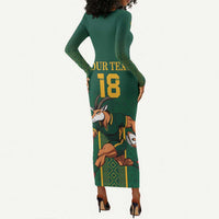 Custom South Africa Rugby Long Sleeve Bodycon Dress Go Springboks - Wonder Print Shop