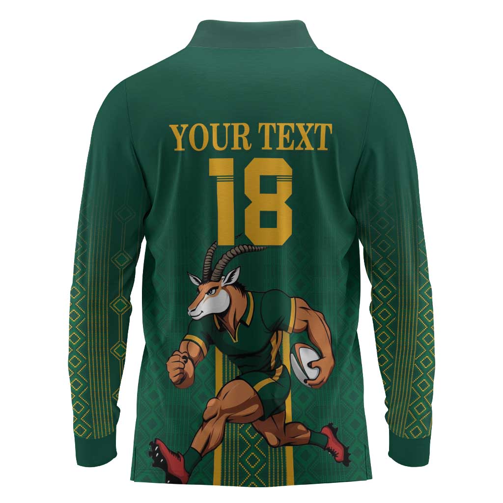Custom South Africa Rugby Long Sleeve Polo Shirt Go Springboks - Wonder Print Shop