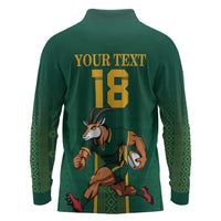Custom South Africa Rugby Long Sleeve Polo Shirt Go Springboks - Wonder Print Shop