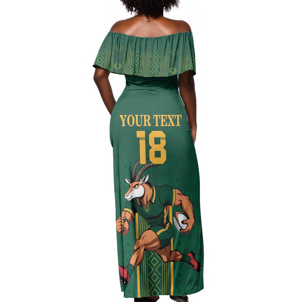 Custom South Africa Rugby Off Shoulder Maxi Dress Go Springboks - Wonder Print Shop