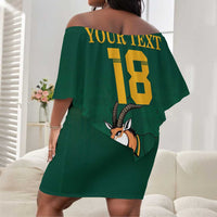 Custom South Africa Rugby Off Shoulder Short Dress Go Springboks - Wonder Print Shop