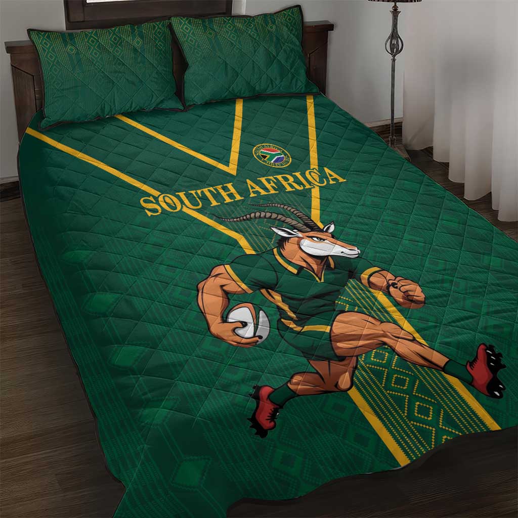 South Africa Rugby Quilt Bed Set Go Springboks - Wonder Print Shop