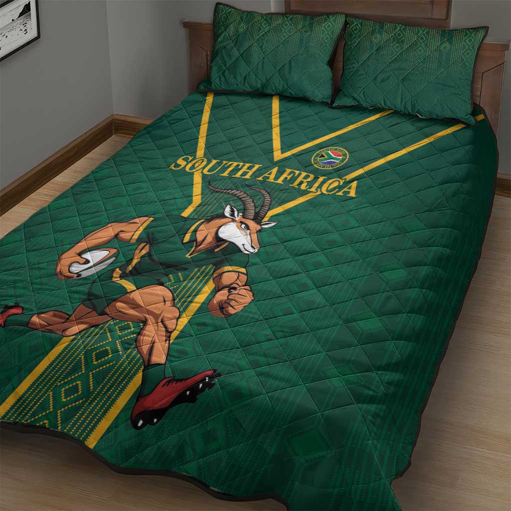South Africa Rugby Quilt Bed Set Go Springboks - Wonder Print Shop