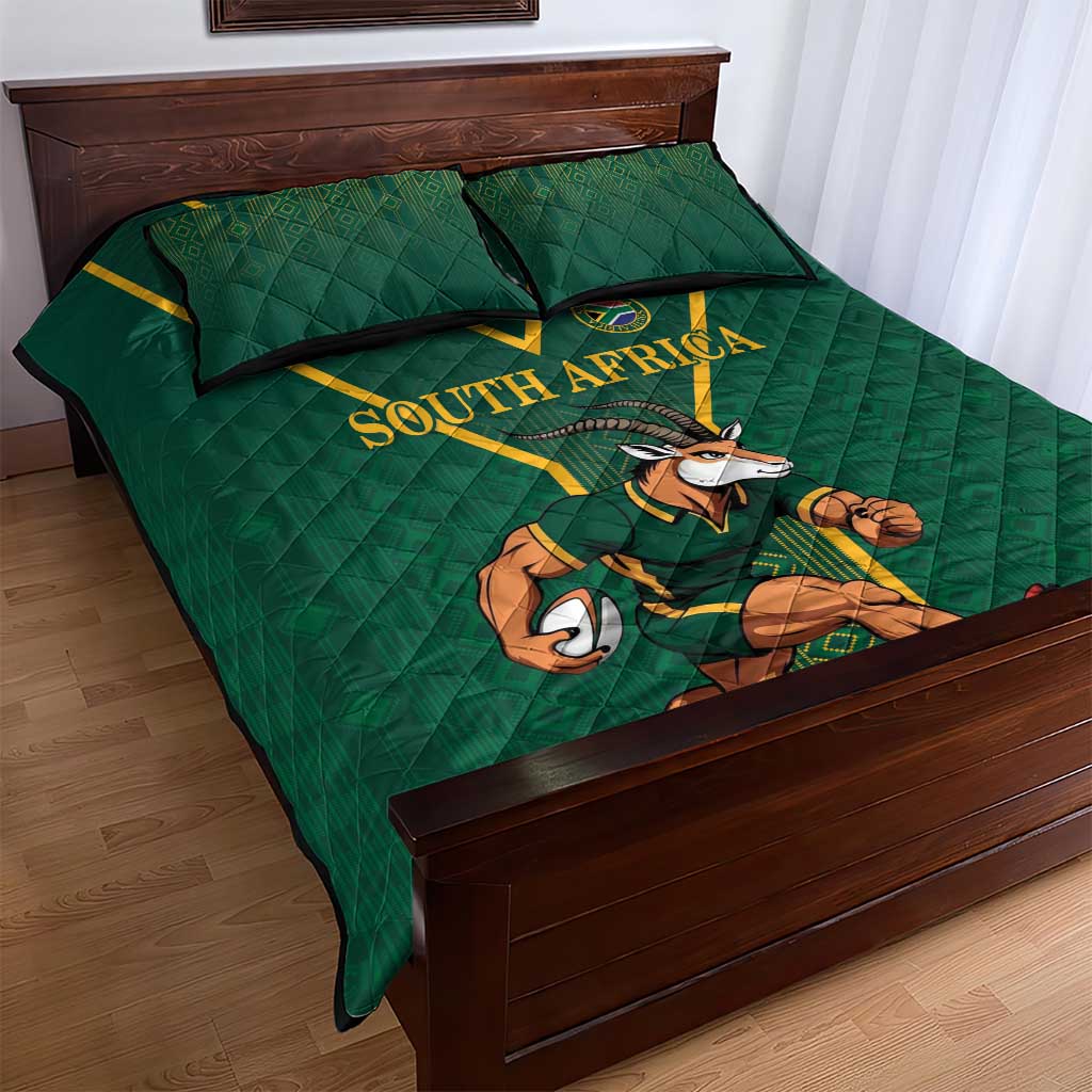 South Africa Rugby Quilt Bed Set Go Springboks - Wonder Print Shop