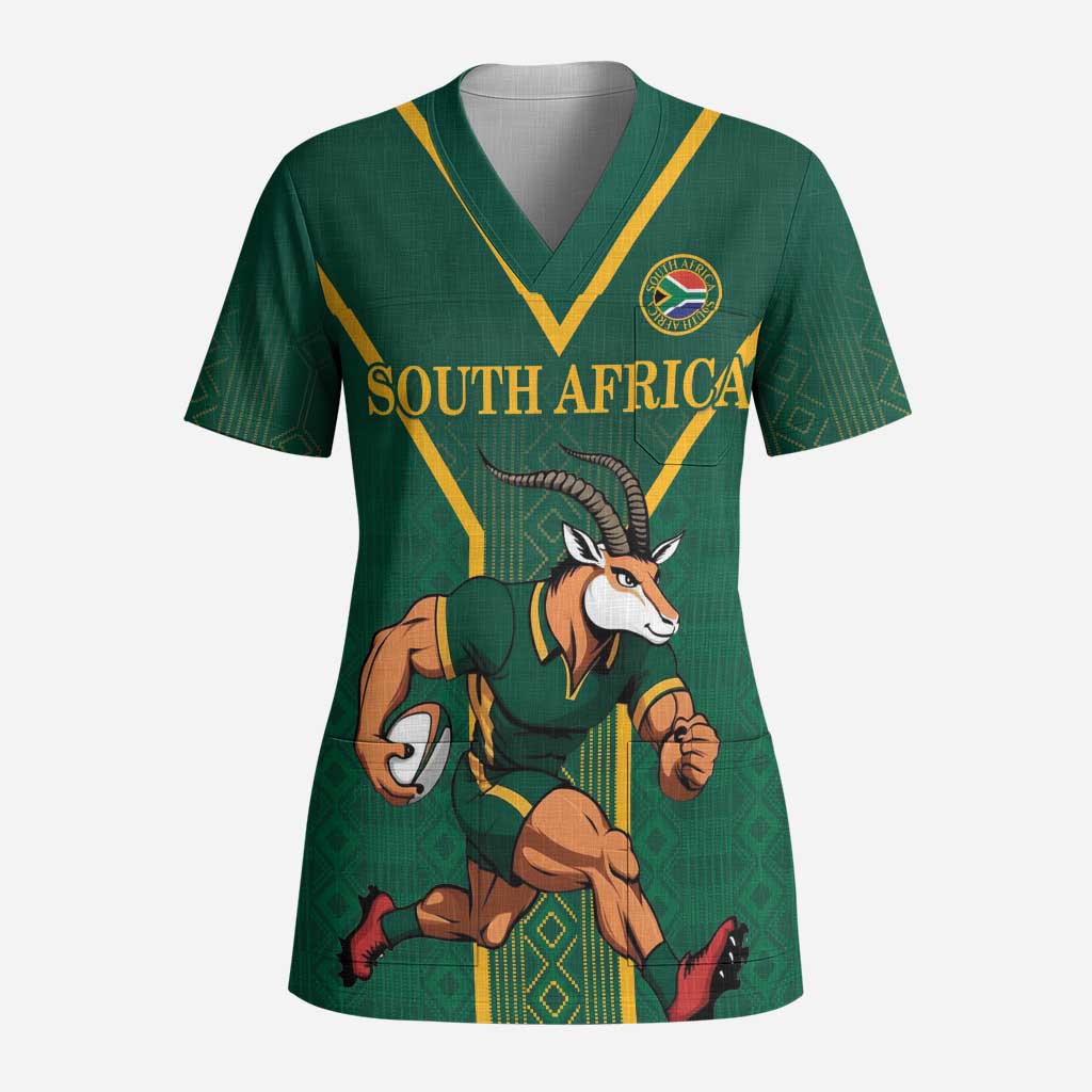 Custom South Africa Rugby Scrub Top Go Springboks - Wonder Print Shop
