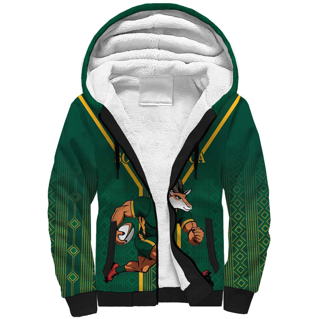 Custom South Africa Rugby Sherpa Hoodie Go Springboks - Wonder Print Shop