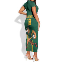 Custom South Africa Rugby Short Sleeve Bodycon Dress Go Springboks LT18