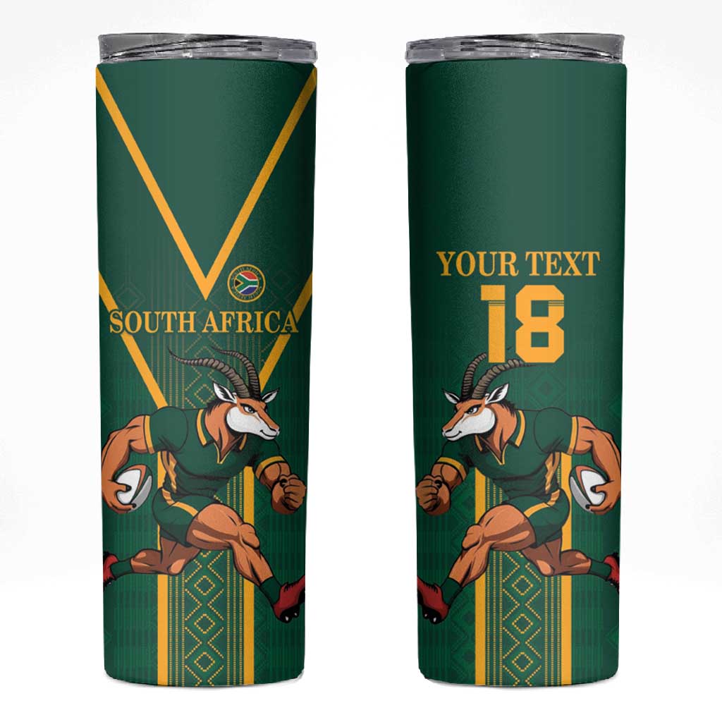 Custom South Africa Rugby Skinny Tumbler Go Springboks - Wonder Print Shop