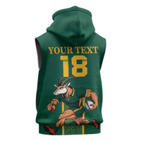 Custom South Africa Rugby Sleeveless Hoodie Go Springboks - Wonder Print Shop
