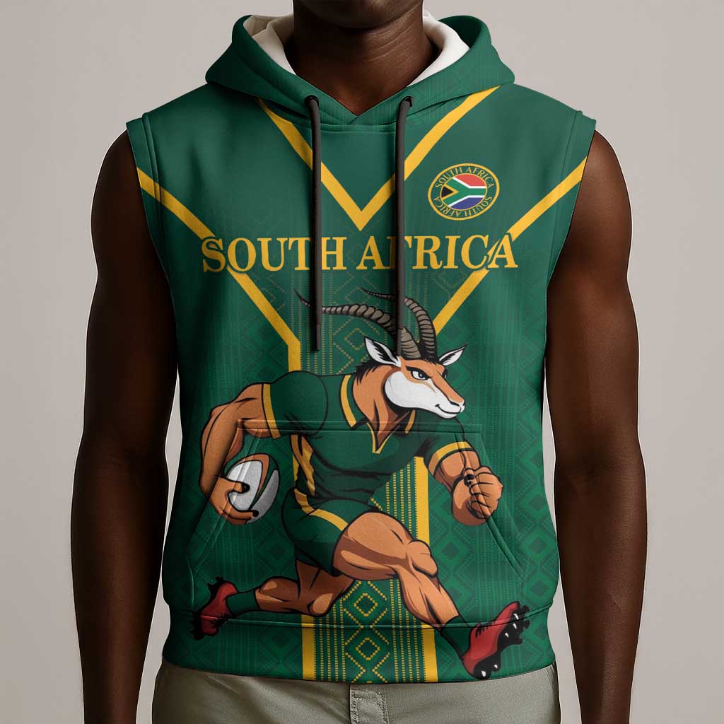 Custom South Africa Rugby Sleeveless Hoodie Go Springboks - Wonder Print Shop