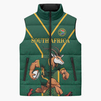 Custom South Africa Rugby Sleeveless Puffer Jacket Go Springboks - Wonder Print Shop