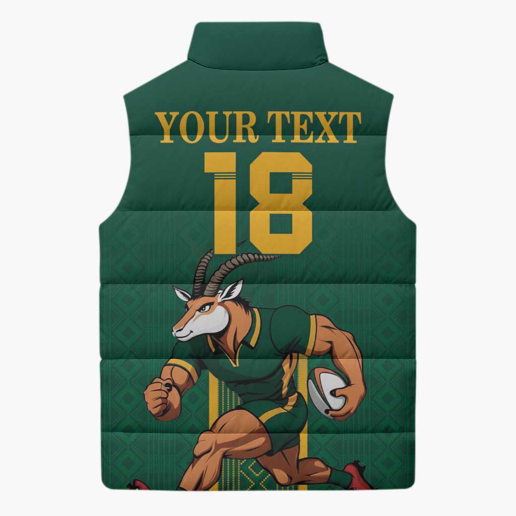 Custom South Africa Rugby Sleeveless Puffer Jacket Go Springboks - Wonder Print Shop