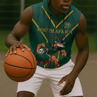 Custom South Africa Rugby Sleeveless Zip Hoodie Go Springboks - Wonder Print Shop