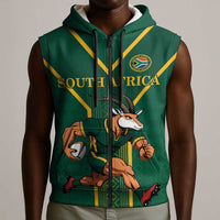 Custom South Africa Rugby Sleeveless Zip Hoodie Go Springboks - Wonder Print Shop