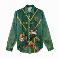 Custom South Africa Rugby Women Casual Shirt Go Springboks - Wonder Print Shop