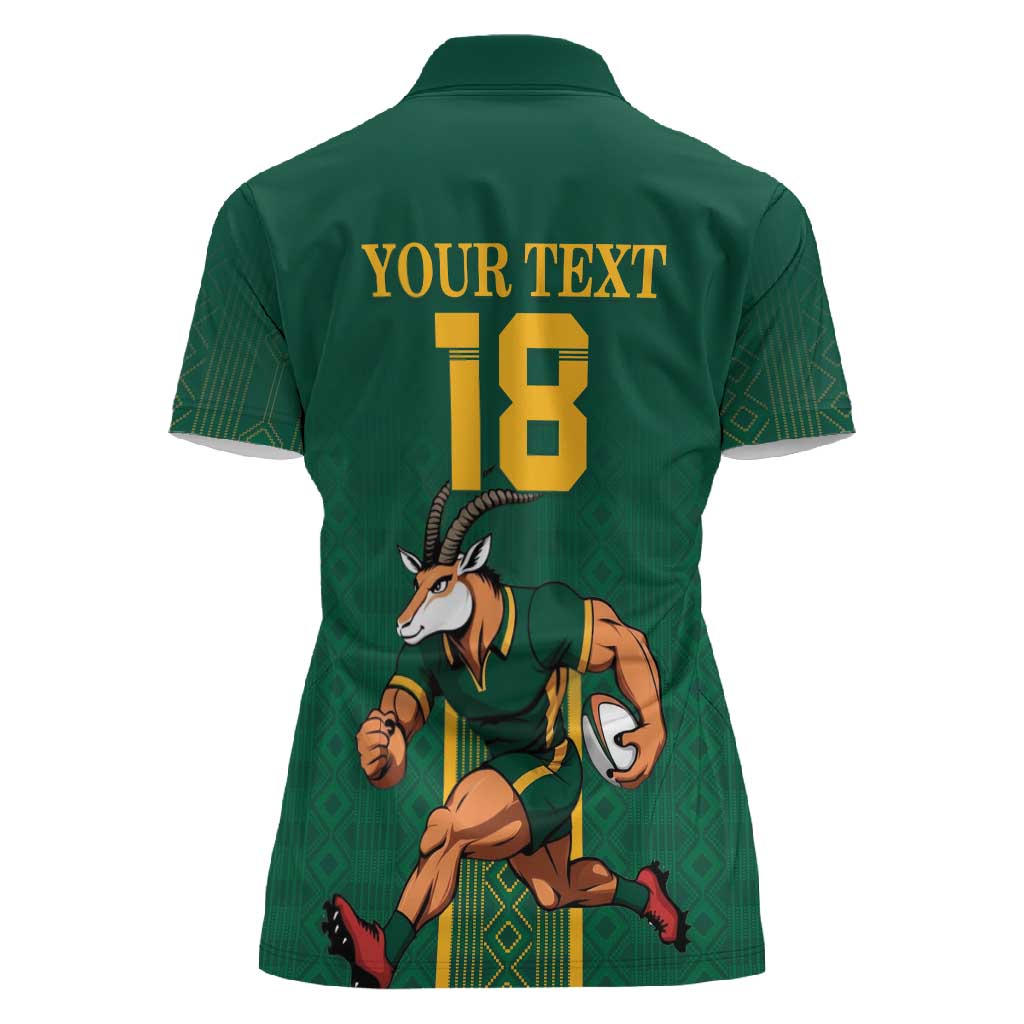 Custom South Africa Rugby Women Polo Shirt Go Springboks LT18