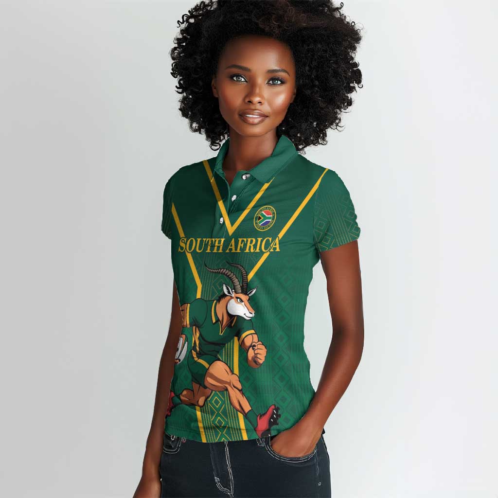Custom South Africa Rugby Women Polo Shirt Go Springboks LT18