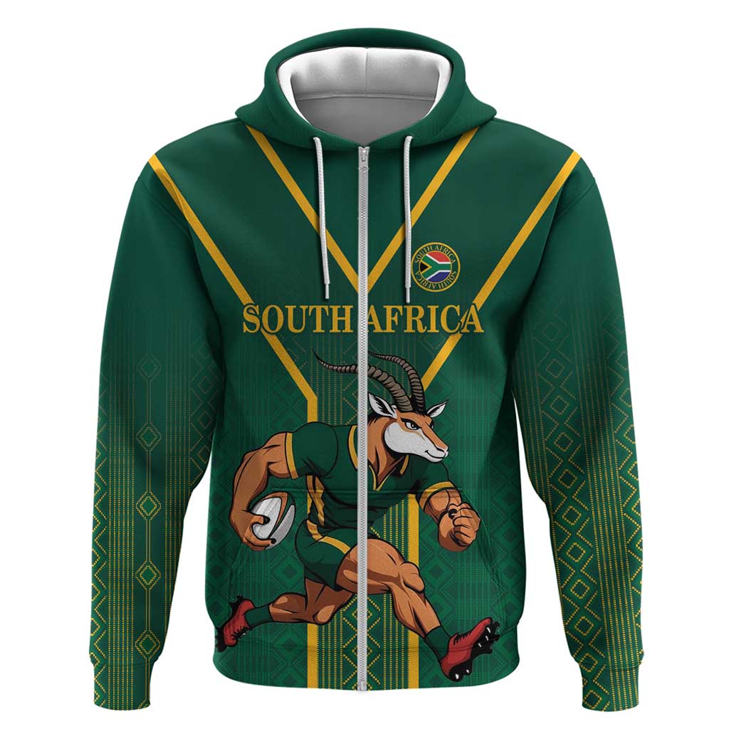 Custom South Africa Rugby Zip Hoodie Go Springboks - Wonder Print Shop