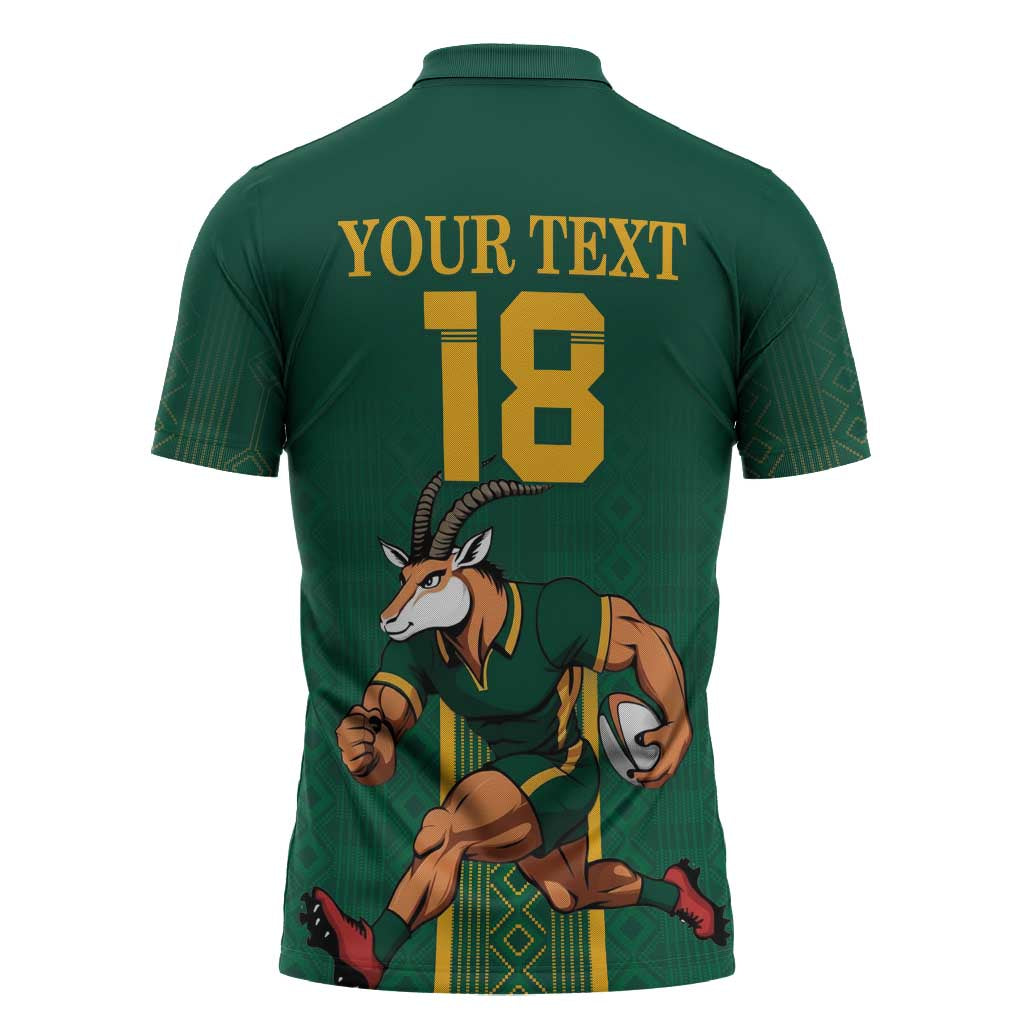 Custom South Africa Rugby Zipper Polo Shirt Go Springboks - Wonder Print Shop
