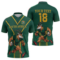 Custom South Africa Rugby Zipper Polo Shirt Go Springboks - Wonder Print Shop
