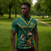 Custom South Africa Rugby Zipper Polo Shirt Go Springboks - Wonder Print Shop