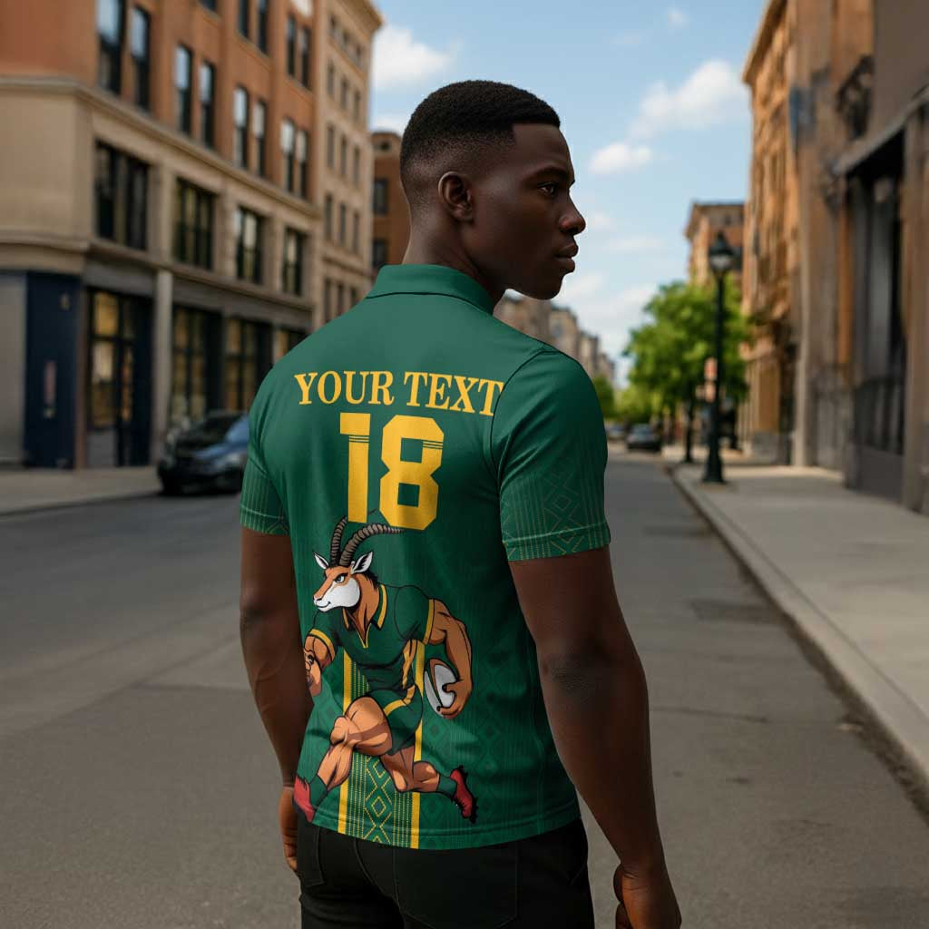 Custom South Africa Rugby Zipper Polo Shirt Go Springboks - Wonder Print Shop