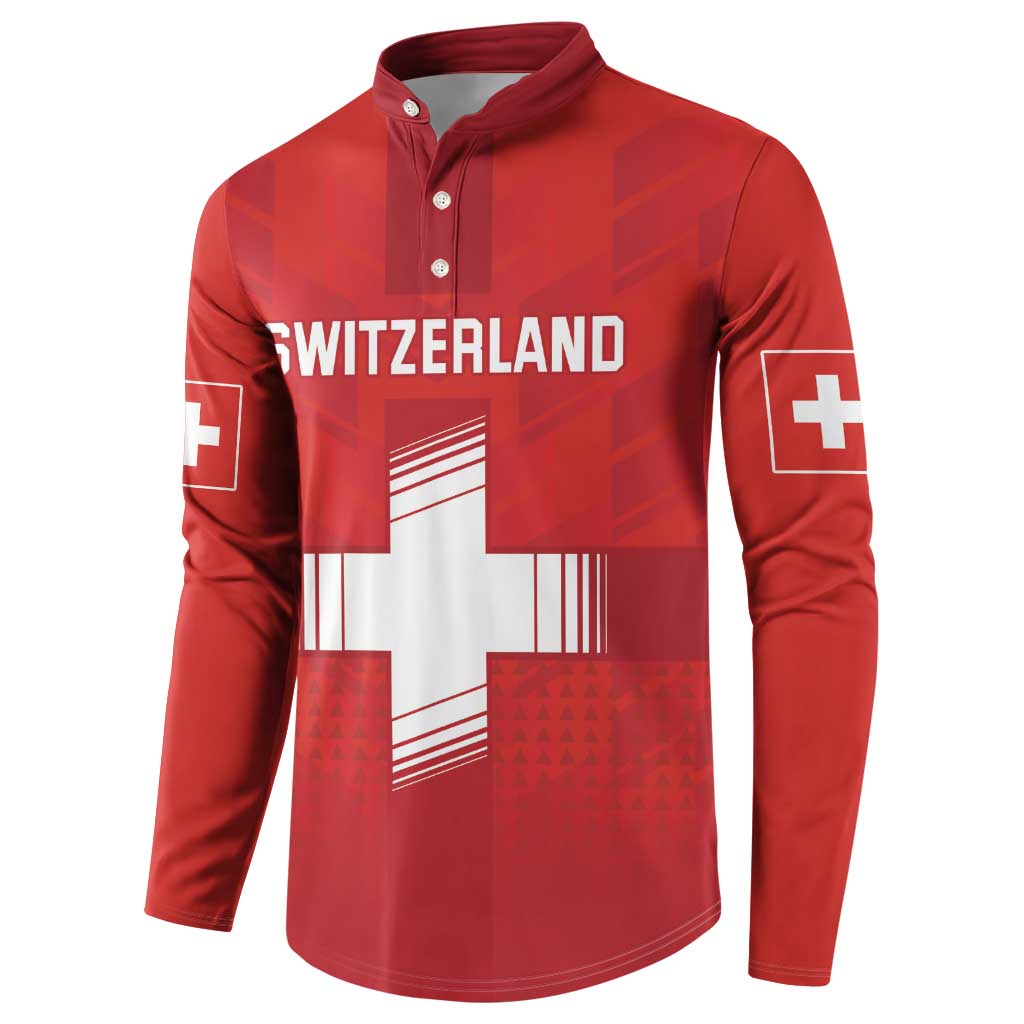 Custom Switzerland Football Button Sweatshirt Red Crosses Go Champions