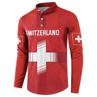 Custom Switzerland Football Button Sweatshirt Red Crosses Go Champions