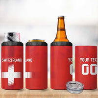 Custom Switzerland Football 4 in 1 Can Cooler Tumbler Red Crosses Go Champions
