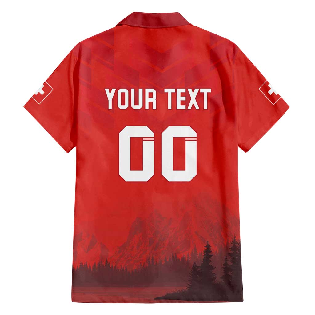 Custom Switzerland Football Family Matching Off Shoulder Maxi Dress and Hawaiian Shirt Red Crosses Go Champions