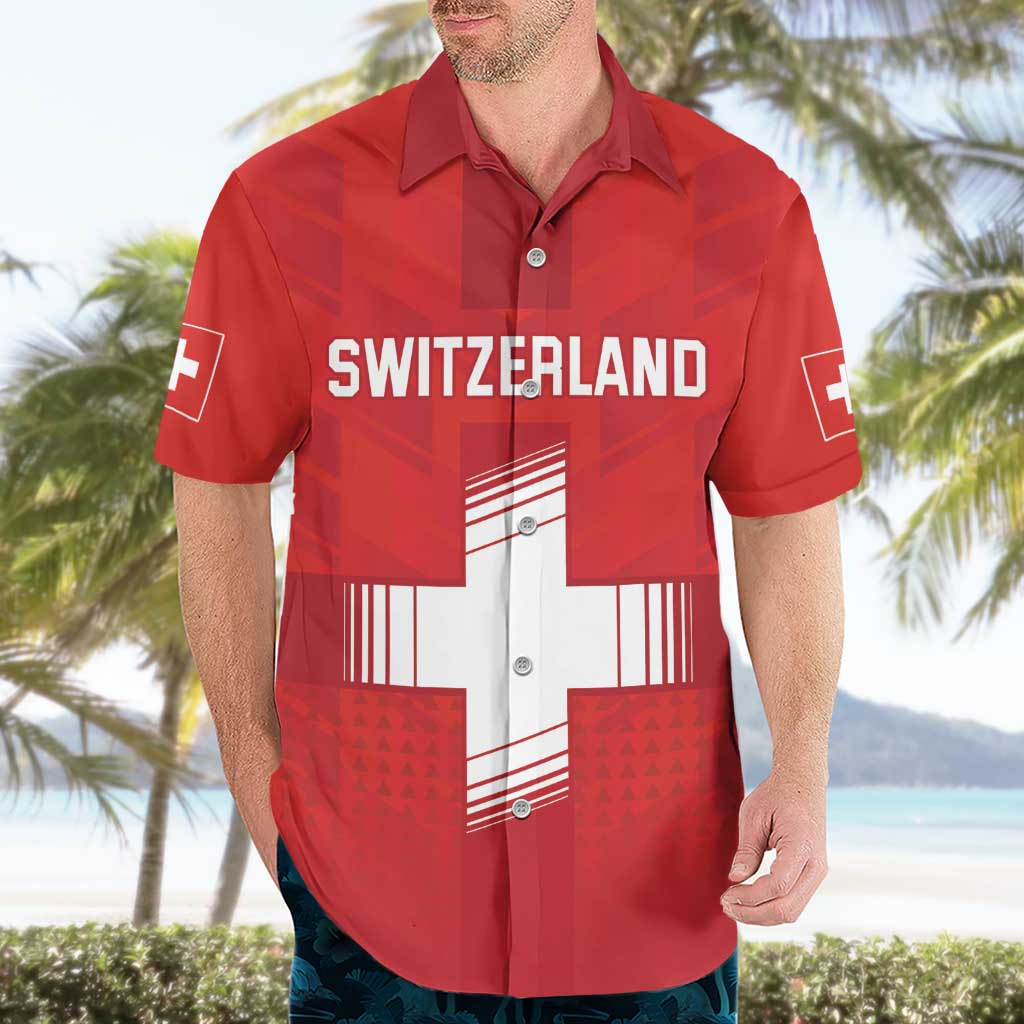 Custom Switzerland Football Hawaiian Shirt Red Crosses Go Champions