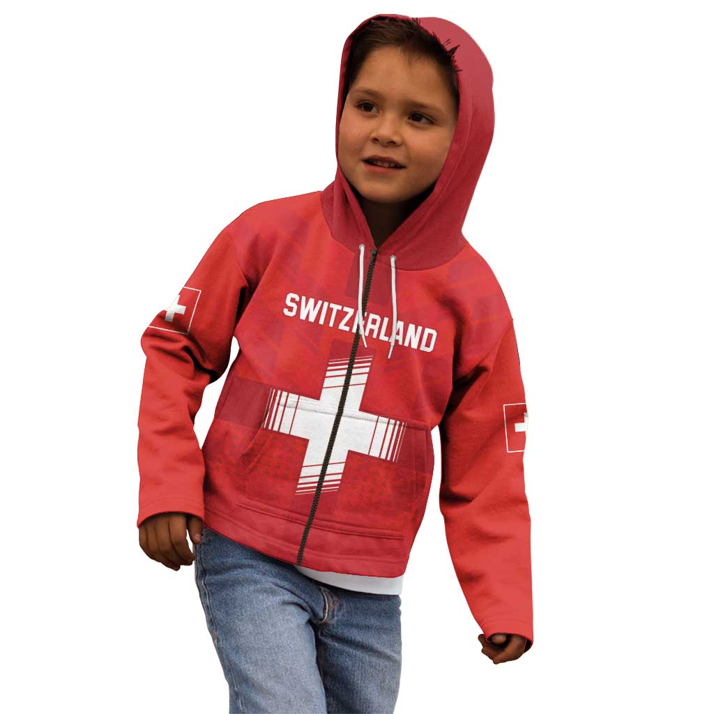 Custom Switzerland Football Kid Hoodie Red Crosses Go Champions