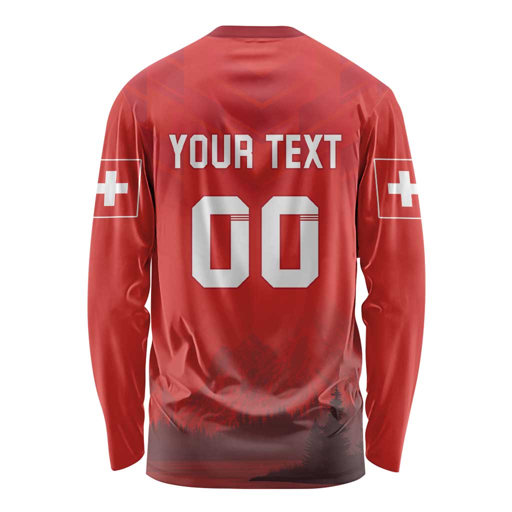 Custom Switzerland Football Long Sleeve Shirt Red Crosses Go Champions