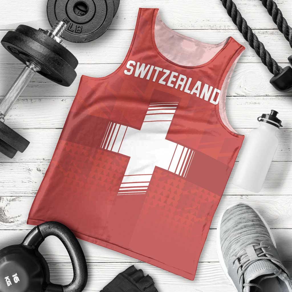 Custom Switzerland Football Men Tank Top Red Crosses Go Champions