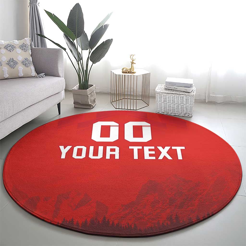 Custom Switzerland Football Round Carpet Red Crosses Go Champions