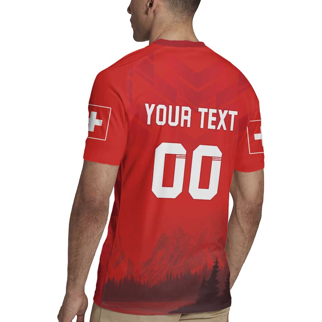 Custom Switzerland Football Rugby Jersey Red Crosses Go Champions
